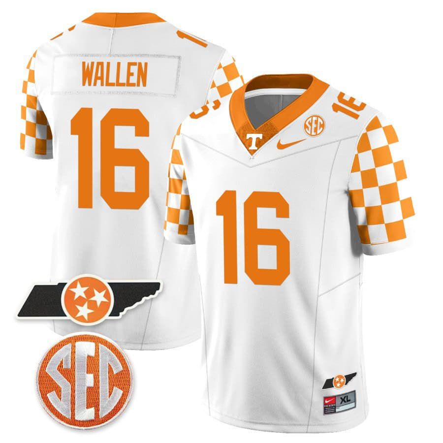 Men Tennessee Volunteers #16 Wallen White 2024 Nike Checkerboard & Alternate NCAA Jersey
